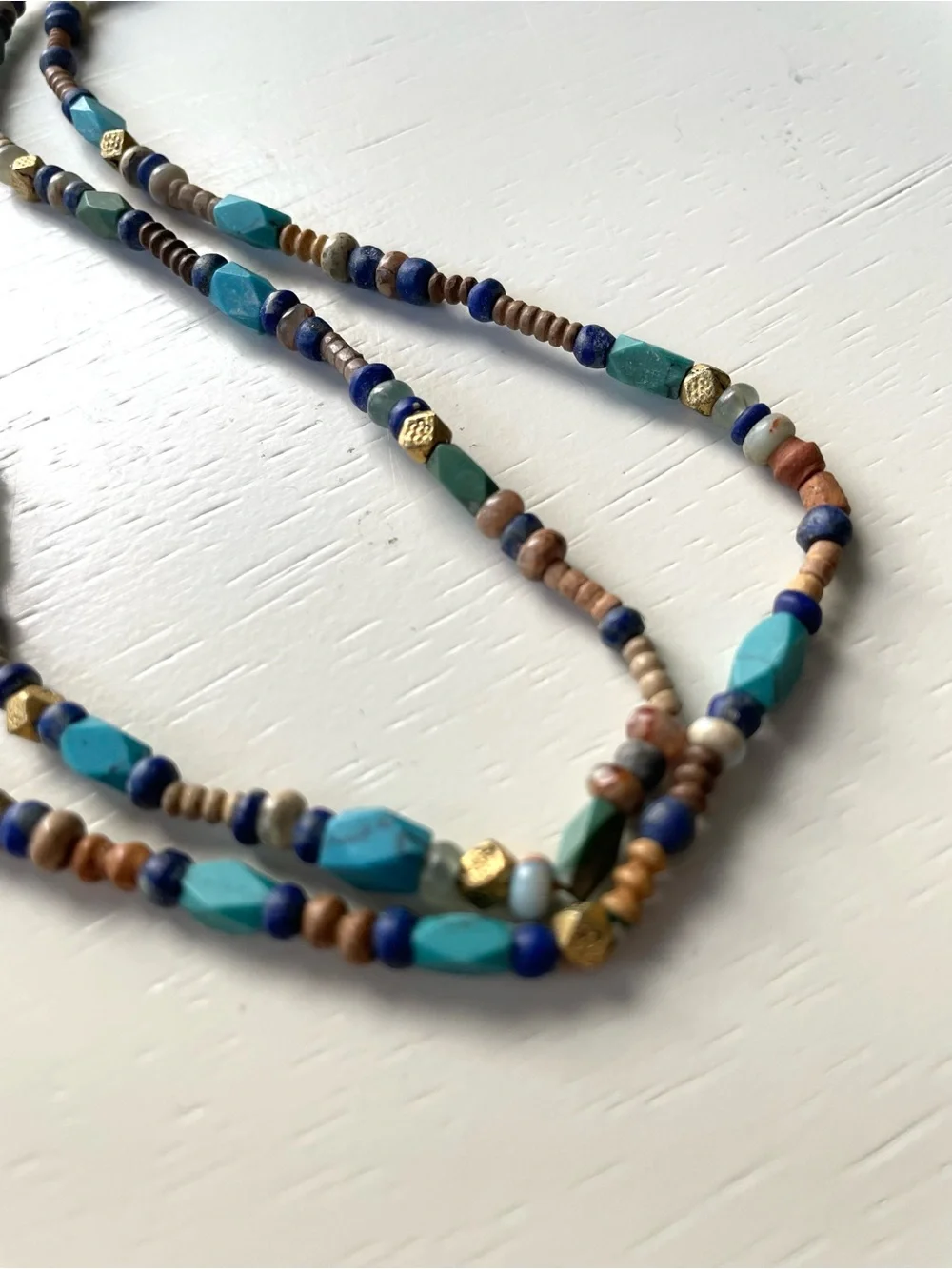 Chan Luu boho mixed beaded necklace faux turquoise - Picture 3 of 12